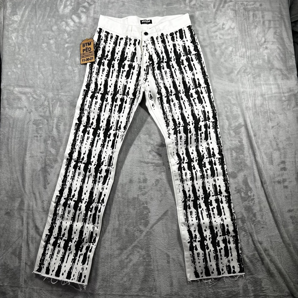 STMPĒD By Ryan Wilkes Jeans Mens 32 Vegas Outlaw Paint Drip Raw Hem StreetWear